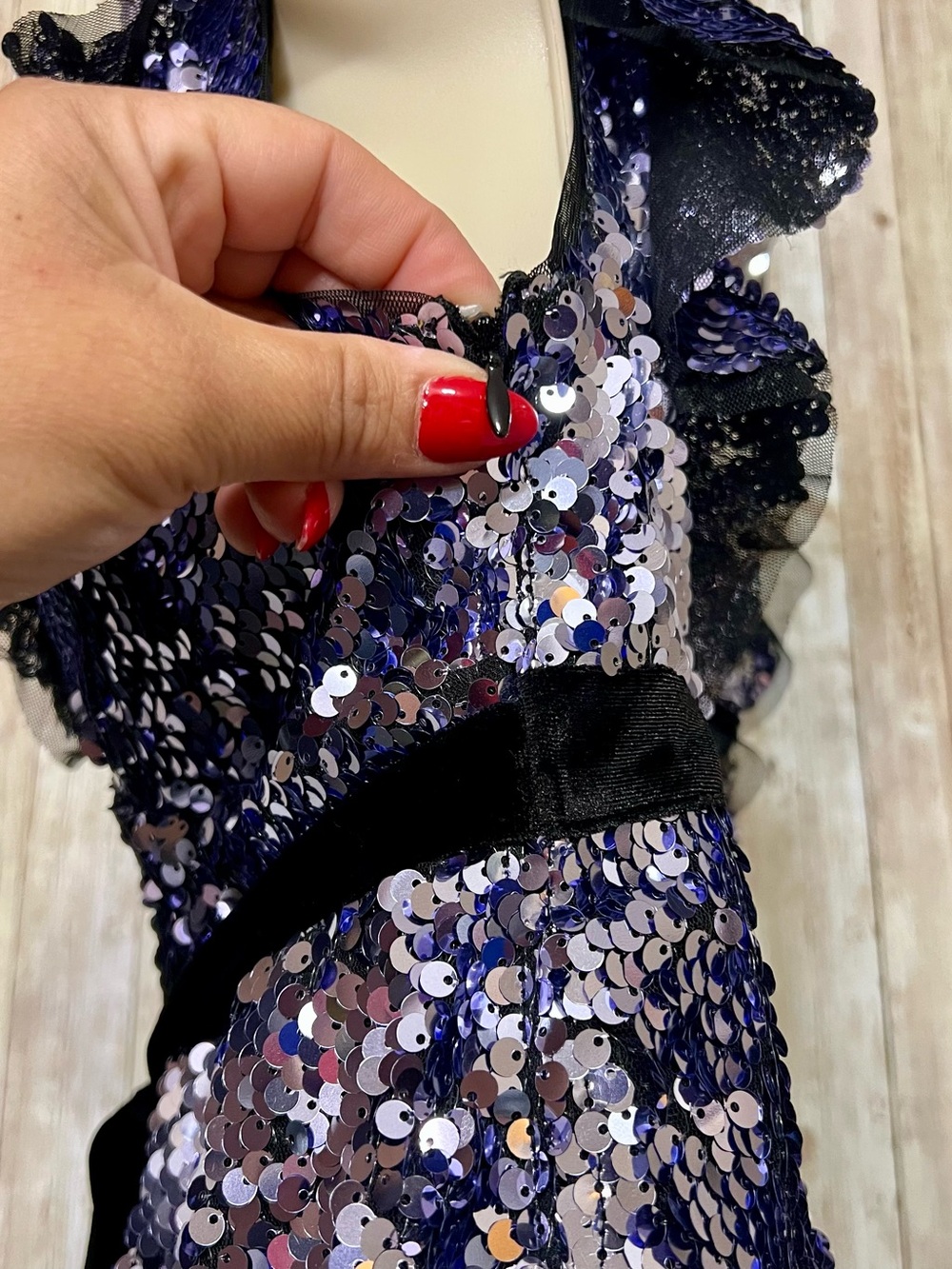 Free People Silver Violet Sequin Open-Back Mini Dress Size 0 - Picture 7 of 10